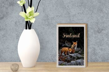 Panneau en bois voyage 12x18 cm Finlande renards animaux de la forêt nature 3