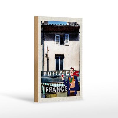 Cartel de madera viaje 12x18 cm Francia arquitectura restaurante
