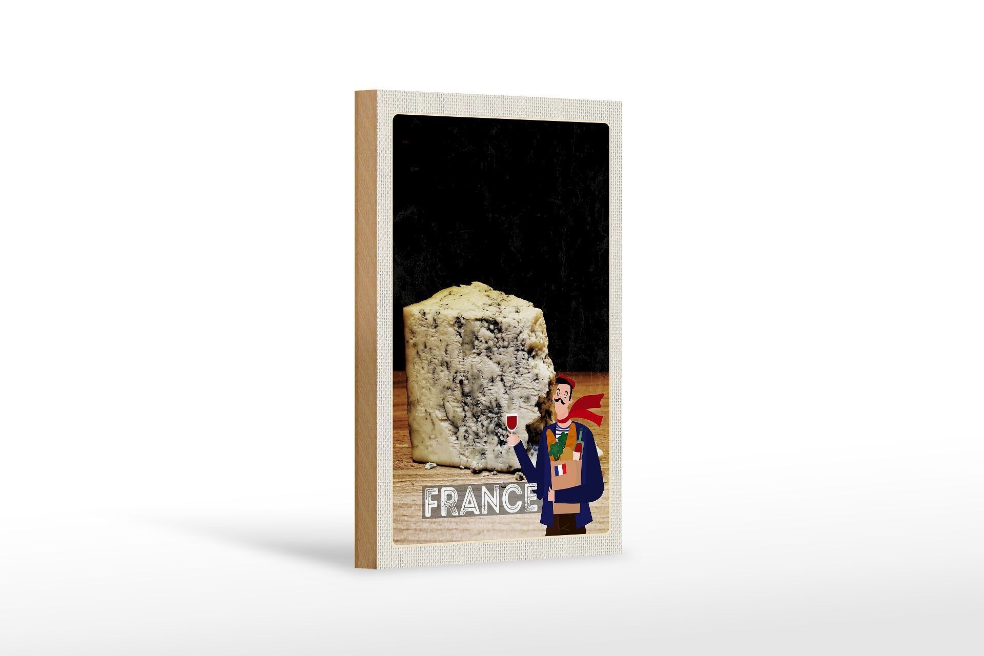 Cartel de madera viaje 12x18cm Francia molde queso tradición decoración