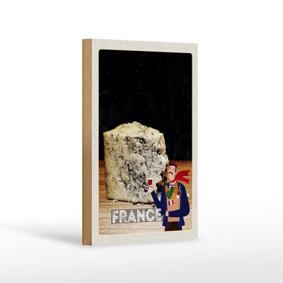 Cartel de madera viaje 12x18cm Francia molde queso tradición decoración