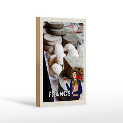 Cartello in legno da viaggio 12x18 cm Francia stampo formaggio vino cibo