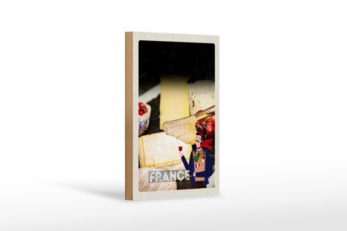 Holzschild Reise 12x18cm Frankreich Käse Camembert Schimmelkäse