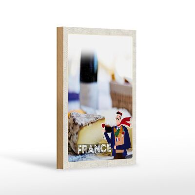 Cartel de madera viaje 12x18 cm Francia molde queso croissant