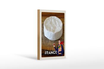 Panneau en bois voyage 12x18 cm France baguette au camembert 1