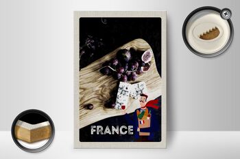Panneau en bois voyage 12x18cm France raisins figues moule fromage 2