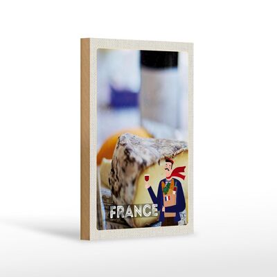 Cartel de madera viaje 12x18cm Francia queso producción Emmental