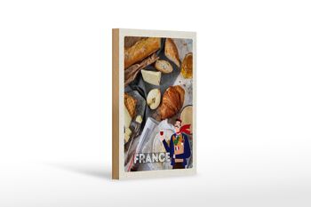 Panneau en bois voyage 12x18 cm France Camembert Croissant Poire 1