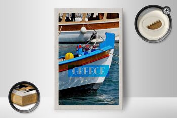 Panneau en bois voyage 12x18 cm Grèce Grèce été bateau mer 2
