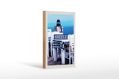 Holzschild Reise 12x18 cm Greece Griechenland Restaurant Meer