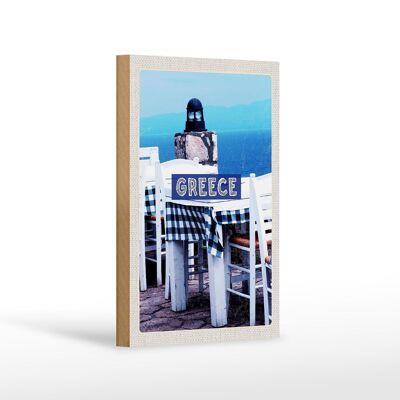Holzschild Reise 12x18 cm Greece Griechenland Restaurant Meer