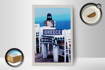Panneau en bois voyage 12x18 cm Grèce Grèce restaurant mer 2