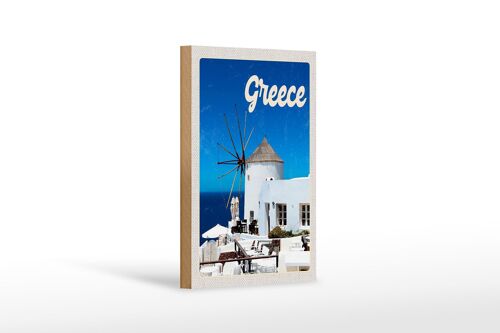 Holzschild Reise 12x18 cm Greece Griechenland weiße Häuser