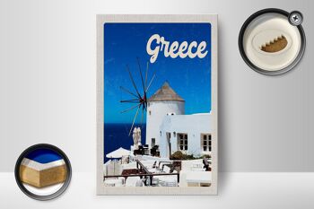 Panneau en bois voyage 12x18 cm Grèce Grèce maisons blanches 2
