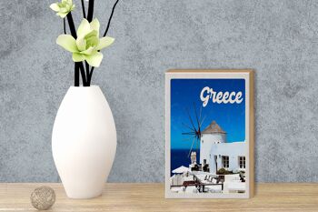 Panneau en bois voyage 12x18 cm Grèce Grèce maisons blanches 3