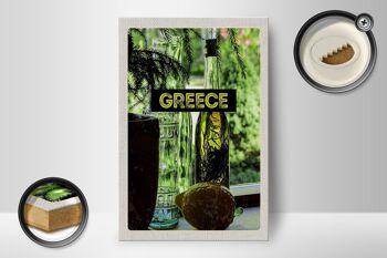 Panneau en bois voyage 12x18 cm Grèce décoration bouteilles Grèce 2