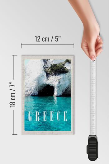 Panneau en bois voyage 12x18 cm Grèce mer plage pierre grotte vacances 4