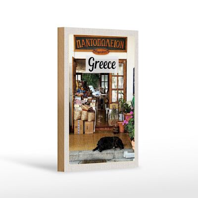 Holzschild Reise 12x18 cm Greece Griechenland Hund Lebensmittel