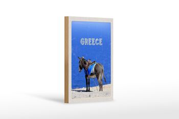 Panneau en bois voyage 12x18 cm Grèce Grèce âne vue mer 1