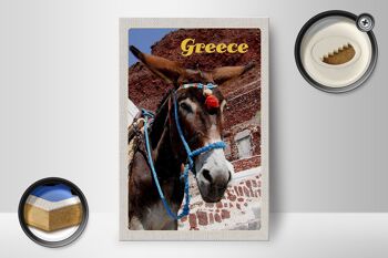 Panneau en bois voyage 12x18 cm Grèce Grèce âne sur les montagnes 2