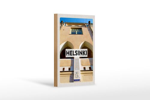 Holzschild Reise 12x18 cm Helsinki Finnland Gebäude Urlaub