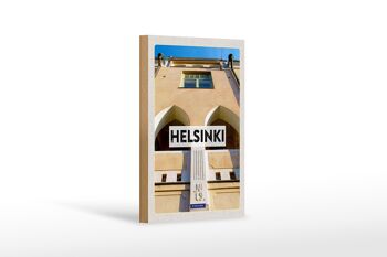 Panneau en bois voyage 12x18 cm Helsinki Finlande bâtiment vacances 1
