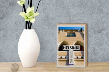 Panneau en bois voyage 12x18 cm Helsinki Finlande bâtiment vacances 3