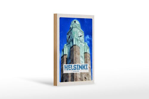 Holzschild Reise 12x18 cm Helsinki Finnland Kirche Architektur