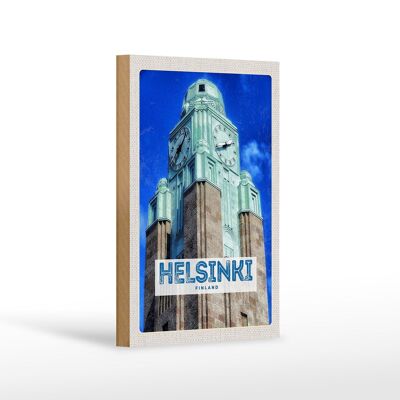 Cartel de madera de viaje 12x18 cm Helsinki Finlandia arquitectura de la iglesia