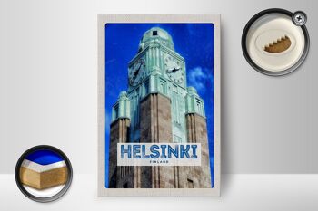 Panneau en bois voyage 12x18 cm architecture d'église d'Helsinki Finlande 2