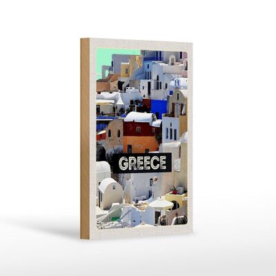 Wooden sign travel 12x18 cm Greece Greece houses holiday