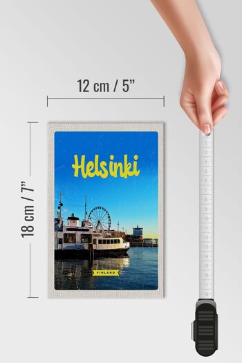 Panneau en bois voyage 12x18 cm Helsinki Finlande bateau grande roue 4