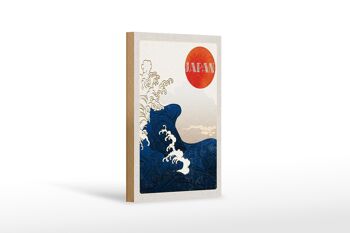 Panneau en bois voyage 12x18 cm Japon Asie vagues mer marée vacances 1