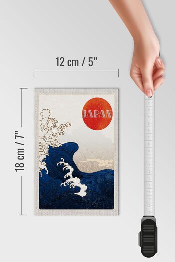 Panneau en bois voyage 12x18 cm Japon Asie vagues mer marée vacances 4