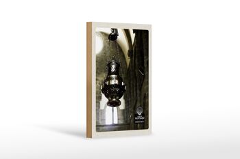 Panneau en bois voyage 12x18 cm Espagne lanterne d'église Moyen Âge 1
