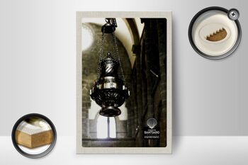 Panneau en bois voyage 12x18 cm Espagne lanterne d'église Moyen Âge 2