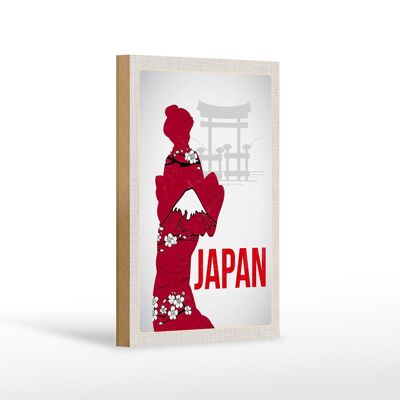 Cartel de madera viaje 12x18 cm Japón Asia Kimono tradicional