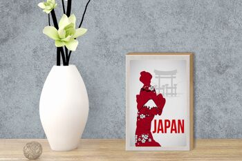Panneau en bois voyage 12x18 cm Japon Asie Kimono Traditionnel 3