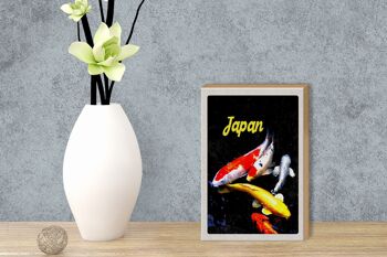 Panneau en bois voyage 12x18 cm Japon Asie Poisson Koi rouge or blanc 3