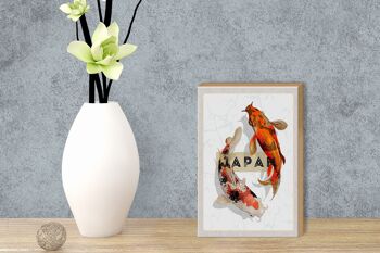 Panneau en bois voyage 12x18 cm Japon Koi poisson Asie vacances art 3