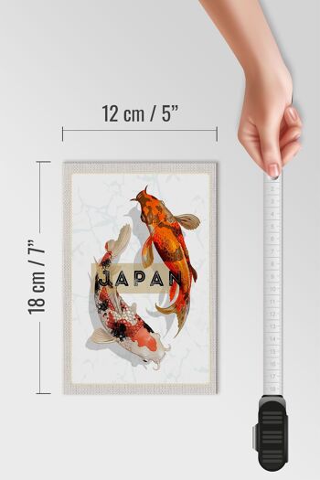 Panneau en bois voyage 12x18 cm Japon Koi poisson Asie vacances art 4