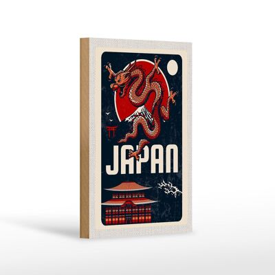 Cartel de madera viaje 12x18 cm Japón Asia Arquitectura Dragon Trip