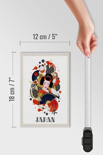 Panneau en bois voyage 12x18 cm Japon femme chat poisson art culture 4