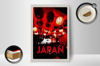 Panneau en bois voyage 12x18 cm restaurant Japon Asie lanterne rouge 2