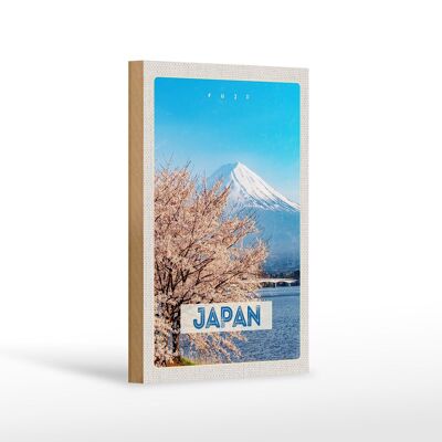 Cartello in legno da viaggio 12x18 cm Giappone Asia neve inverno montagne