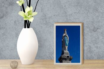 Panneau en bois voyage 12x18 cm France Lourdes sculpture or blanc 3