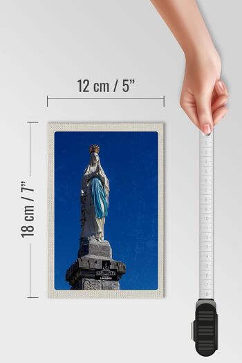 Panneau en bois voyage 12x18 cm France Lourdes sculpture or blanc 4