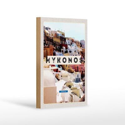 Cartello in legno da viaggio 12x18 cm Grecia Mykonos Grecia vacanze