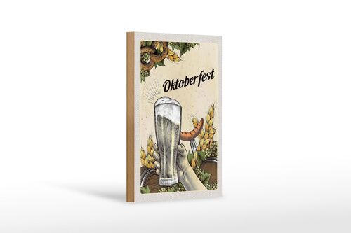 Holzschild Reise 12x18 cm München Oktoberfest Brezel Bier Wurst