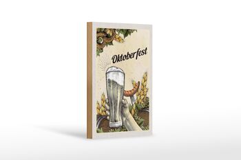 Panneau en bois voyage 12x18 cm Munich Oktoberfest bretzel bière saucisse 1