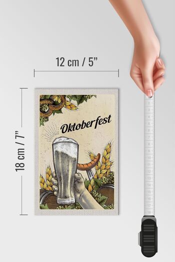 Panneau en bois voyage 12x18 cm Munich Oktoberfest bretzel bière saucisse 4